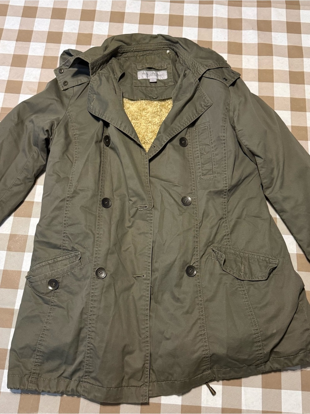 Marc New York Olive Green Double-Breasted Pea Coat